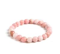 JoyasMinerales Bracelet en Opale Rose | 100% Pierres Naturelles Authentiques | Confortable & Élégant | Fil Élastique Coréen + Boîte Cadeau Incluse (Opale Rose, 4mm)