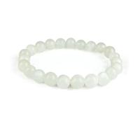 JoyasMinerales Bracelet en Pierre de Lune Transparente | 100% Pierres Naturelles Authentiques | Confortable & Élégant | Fil Élastique Coréen + Boîte Cadeau Incluse (Pierre de Lune Transparente, 6mm)