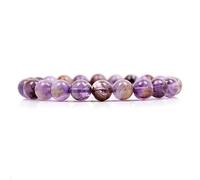 JoyasMinerales Bracelet en Quartz Fantôme Violet | 100% Pierres Naturelles Authentiques | Confortable & Élégant | Fil Élastique Coréen + Boîte Cadeau Incluse (Quartz Fantôme Violet, 8mm)