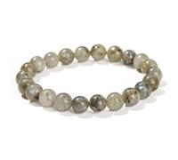 JoyasMinerales Bracelet en Spectrolite Blanche | 100% Pierres Naturelles Authentiques | Confortable & Élégant | Fil Élastique Coréen + Boîte Cadeau Incluse (Spectrolite Blanche, 10mm)