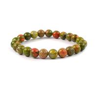 JoyasMinerales Bracelet en Unakite | 100% Pierres Naturelles Authentiques | Confortable & Élégant | Fil Élastique Coréen + Boîte Cadeau Incluse (Unakite, 10mm)