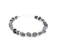JoyasMinerales Bracelets en Éclats de Pierres Naturelles avec Fermoir | Taille Réglable | Pierres 100% Authentiques - Inclus Boîte à Bijoux (Cordiérite)