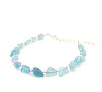 JoyasMinerales Bracelets en Éclats de Pierres Naturelles avec Fermoir | Taille Réglable | Pierres 100% Authentiques - Inclus Boîte à Bijoux (Aigue-marine 6x8 cm)