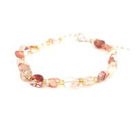 JoyasMinerales Bracelets en Éclats de Pierres Naturelles avec Fermoir | Taille Réglable | Pierres 100% Authentiques - Inclus Boîte à Bijoux (Quartz rouge hématoïde)