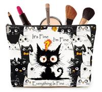 Joybble Trousse de maquillage, trousse de maquillage chat pour femmes et filles, 02 - It's Fine I'm Fine, Trousse de beauté