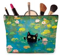 Joybble Trousse de maquillage, trousse de maquillage chat pour femmes et filles, 03 - The Swimming Black Cat, Trousse de beauté