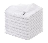 joybest Lot de 8 torchons de cuisine en coton gaufré, ultra doux et absorbants, séchage rapide, 30,5 x 30,5 cm, blanc