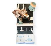 JoyBHole Kit de combinaison de panneaux perforés et 11 accessoires (crochets d'étagère) sans perforation pour garage, cuisine, salon, salle de bain, bureau 55,9 x 27,9 cm, organiseur mural en panneau