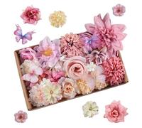 Joyblossom Fleurs Artificielles Deco, 35 Pieces 3-10.5cm Fleur en Tissu, pour Décorations Fête Mariage Bouquet Centres de Table Fleurs de Gâteau Arrangements Maison, Rose