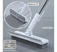 Joybos® Brosse de nettoyage à long manche pour sol, Brosse de nettoyage 2-en-1 pour sol & mur avec grattoir flexible, Long manche, Brosse 2-en-1 avec grattoir et poils robustes, Brosse de nettoyage ro