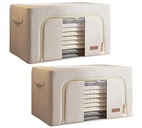 JOYBOS, Lot de 2 boîtes de rangement pour vêtements, 48 l (24 x 2), pliable, en textile