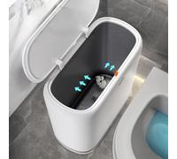 JOYBOS Poubelle de salle de bain étroite en plastique résistant aux chiens, avec couvercle de type pression, 10 L pour la maison, le bureau et les toilettes