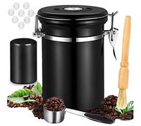 JOYBOY 1.8L Boîte à Café Hermétique,Récipient à café en acier inoxydable pour de grains de café,Brosse de nettoyage en bois,pour stocker café en poudre,les pâtes etc