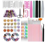 JOYBOY Kit de Nail Art Pinceau,Nail Art Design Set avec 15 Peinture Brosse à Pinceaux,2 Boîtes Ongles Strass et 1 Boîte de Papier D'aluminium,Ensemble de Pinceaux à Ongles 107pcs Nail Art Kits