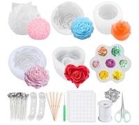 JOYBOY Moules À Bougies En Silicone,6 Pièces Moule Pour Bougie,Moule Bougie Silicone,Moule Silicone Fleur,Moules À Bougies En Silicone En Forme Pour Bougies Parfumées,Savons,Décoration Maison