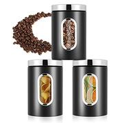 JOYBOY Pot à Café Hermétique Inoxydable,Boite de Rangement Cuisine,Lot de 3 Bocaux Hermétiques Alimentaires avec Fenêtre,pour Graine/Café/Céréale/Epice/Thé