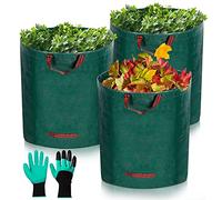 JOYBOY Sacs de Jardin,Sacs à Déchets de Jardin,3x300L Résistants,Pliable et Réutilisable,Comprend 1 Paire de Gants de Protection
