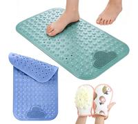 JOYBOY Tapis de Douche Antidérapant, 2pcs Tapis de Bain Antidérapant(70x40 cm) avec Ventouses et Trous de Drainage, Matériau TPE pour Baignoires et Salles de Bains(avec Gant de Bain)