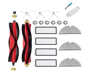 JoyBros Accessoires Kit pour Xiaomi Roborock S5 Max S6 Pure S6 Maxv E5 Filtre Rouleau Serpillière Brosse Latérale Blanc Principale Lingettes Filtres à eau Pièces de Rechange (19 Pièces)