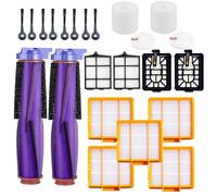 JoyBros Kit de pièces de rechange pour aspirateur Shark Power Detect/Detect Pro - 2 rouleaux de brosse principale, 5 filtres HEPA, 8 brosses latérales, 2 mousse de base auto-nettoyante et un filtre