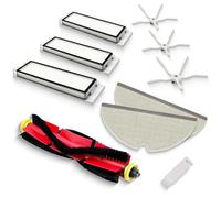 JoyBros Lot de 12 Pièces de Remplacement Compatible pour Xiaomi Roborock Mijia Xiaowa S5 PAS pour S5 MAX S6 S60 S65 S50 S55 E25 E35 Filtre Mop Blanc Slicone Gel Balai Accessoires