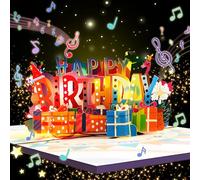Joycabin Carte d'anniversaire musicale avec lumière, Dinosaure 3D Pop-Up Joyeux anniversaire Carte chantante Anniversaire avec enveloppe pour garçons (Flamant rose avec musique et lumière)