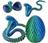 Joycabin Cobra imprimé en 3D avec œuf, jouet anti-stress serpent, bleu et vert