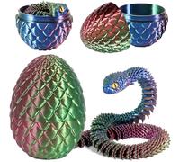 Joycabin Jouet Serpent imprimé en 3D, œufs de Dragon, œufs de Serpent, œufs de Serpent de Pâques, Animaux imprimés en 3D, Jouets pour Enfants, Cadeaux de Bureau (Rouge Bleu Vert)