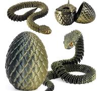 Joycabin Jouet Serpent imprimé en 3D, œufs de Dragon, œufs de Serpent, œufs de Serpent de Pâques, Animaux imprimés en 3D, Jouets pour Enfants, Cadeaux de Bureau (Bronze Noir)