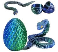 Joycabin Jouet Serpent imprimé en 3D, œufs de Dragon, œufs de Serpent, œufs de Serpent de Pâques, Animaux imprimés en 3D, Jouets pour Enfants, Cadeaux de Bureau (Bleu Vert)