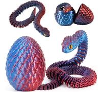 Joycabin Jouet Serpent imprimé en 3D, œufs de Dragon, œufs de Serpent, œufs de Serpent de Pâques, Animaux imprimés en 3D, Jouets pour Enfants, Cadeaux de Bureau (Rouge Bleu)