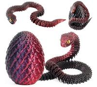 Joycabin Jouet Serpent imprimé en 3D, œufs de Dragon, œufs de Serpent, œufs de Serpent de Pâques, Animaux imprimés en 3D, Jouets pour Enfants, Cadeaux de Bureau (Noir Rouge)