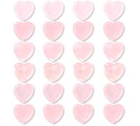 Joycabin Lot de 24 pierres de quartz rose en forme de cœur - Pierres de cristal naturelles - Décoration en vrac - Pierres précieuses polies - Guérison - Méditation - Chakra Reiki - Équilibre