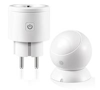 Joycabin Prise de courant avec détecteur de mouvement infrarouge sans fil PIR avec minuterie, marche/arrêt automatique des lampes et appareils pour intérieur/extérieur, buanderie, garage, buanderie