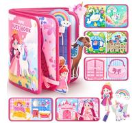 JoyCat Busy Board Princesse - Livre Activite Montessori pour 1 2 3 Ans Enfants - Jouet Éducatif Sensoriel avec Habillage, Licorne et Château -Jouets de Voyage Cadeau Anniversaire Filles