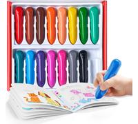 JoyCat Crayons géants 16 couleurs pour tout-petits et enfants de 1 à 6 ans, craies triangulaires à prise facile, incassables, non toxiques et lavables, papier d'activités de coloriage inclus, matériel