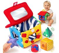 JoyCat Jouet Bebe 6-12 Mois, Jouet Tri de Formes avec 4 Formes Blocs, Hochets, Miroirs, Jouet Sensoriel Bebe Jeux Montessori, Cadeau bébé Enfant Garçon Fille