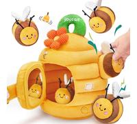 JoyCat Jouet Bebe 6-12 Mois, Ruche avec 5 Abeilles en Peluche, Jouet Montessori avec Hochets, Miroirs, Jeux Sensoriel Bebe 6 Mois, Cadeau Bebe Enfant 1 an Garçon Fille