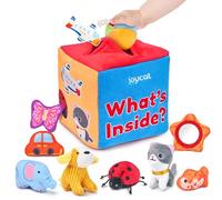 JoyCat Jouet Bebe 6 Mois - Boîte à Jouets Sensoriels Montessori avec 10 Jouets Lavables, Hochet, Crépitement, Miroir - Jeux Eveil Bebe Cadeau Bebe 1 an