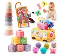 JoyCat Jouets Bébés pour 6-12 Mois, Jouet Sensoriels Montessori Eveil Bebe 6 en 1 avec Cube d'activité, Livre Tissu bebe, Balles Sensorielles, Jouet Ventouse, Cadeau Bébé 1 An Garçon Fille