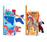 JoyCat Livre Tissu Bébé Eveil, Jouet Eveil Bebe 0-3-6 Mois Livre Sensoriel Bébé Cadeau Naissance Fille Garçon, Livres Doux Froissé avec des Animaux