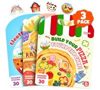 JoyCat Livres d'Autocollants Réutilisables, 3-Pack (Ferme, Pizza, Météo) | Livres Gommettes Enfant, Sticker Book Jouets Éducatifs, Cadeaux d'Anniversaire Garçons Filles 3 4 5 Ans