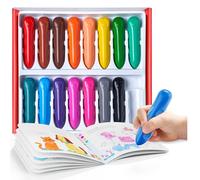 JoyCat Lot de 16 crayons de couleur Jumbo pour tout-petits de 1 à 3, 4, 5, 6 ans, faciles à saisir, incassables, non toxiques, lavables, grands crayons triangulaires avec papier d'activités de