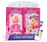 JoyCat Lot de 2 livres de coloriage avec aquarelles pour enfants, ensemble d'activités créatives et artistiques, kit créatif de voyage et maison, cadeaux pour filles et garçons de 3 à 8 ans