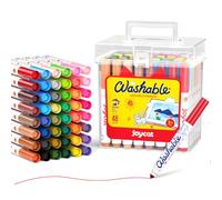 JoyCat Lot de 48 marqueurs lavables pour enfants à partir de 3 ans, marqueurs colorés avec étui de transport et de rangement, fournitures scolaires pour garçons et filles