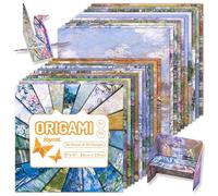 JoyCat Lot de 50 feuilles de papier origami inspiré de Monet - 15,2 x 15,2 cm - Papier pliable double face pour adultes et artistes