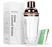 JOYCEMALL Shaker à cocktail en verre taillé diamant de 411 g, couvercle | Verre transparent épais, joint en silicone et passoire intégrée. Idéal pour les bars à la maison : martini, whisky, margarita
