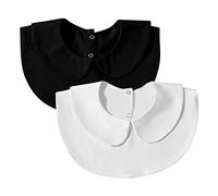 Joyci Faux col détachable Peter Pan pour fille, Lot de 2 A-noir+blanc, taille unique