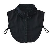 Joyci Faux col en perles et strass pour demi-chemise Dickey, b noir, taille unique