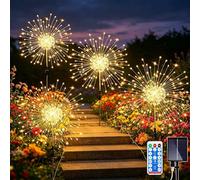 Joycome Lampe Solaire Exterieur Jardin 4 x 120 LED Feu d'artifice Solaire